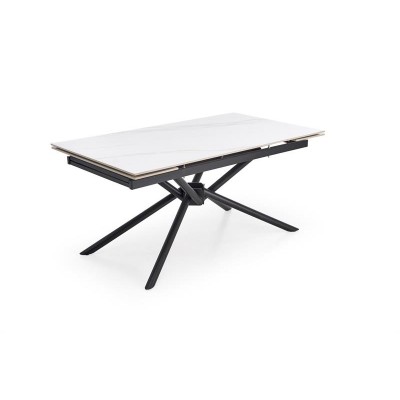 Стол обеденный HALMAR VITORINO белый мрамор/черный 160-220/90